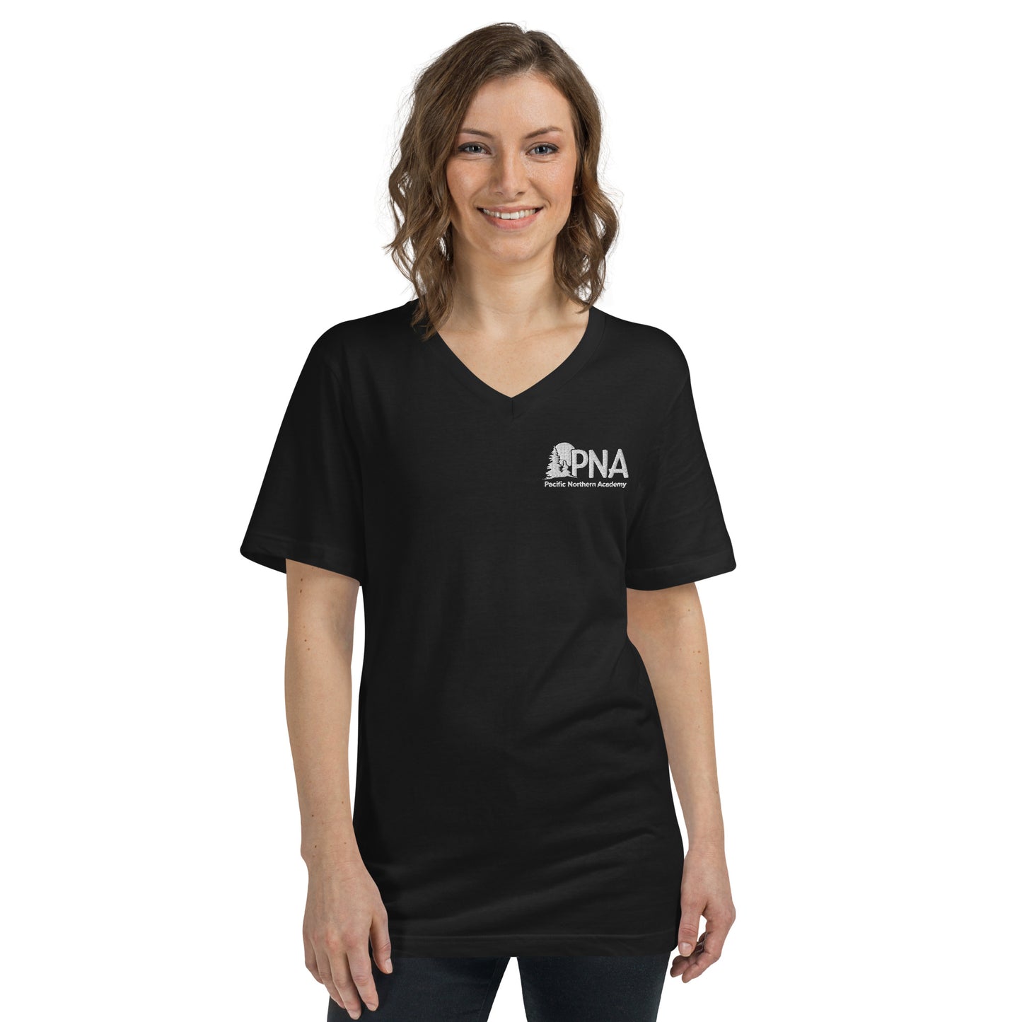 Embroidered Unisex Short Sleeve V-Neck T-Shirt